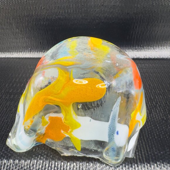 Vintage Hand Made Fused Art Glass Votive Holder Dish Bowl Multicolored Glass VTG - Picture 5 of 8